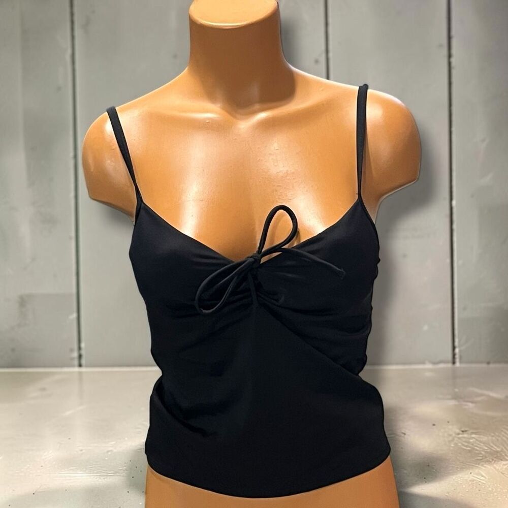 Victoria’s Secret Black Tie Front Tankini Swim Top 34A